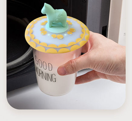 Coppa a prova di polvere in silicone Coppa a prova di polvere in vetro a caricatura Coppa a prova di polvere riutilizzabile Tazza da caffè Coppa da caffè di qualità alimentare Coppa di silicone