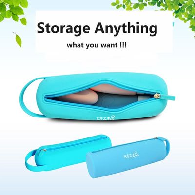 Borsa a forma di di stoccaggio del tubo della penna della borsa di stoccaggio dei cosmetici delle piccole donne circolari del silicone