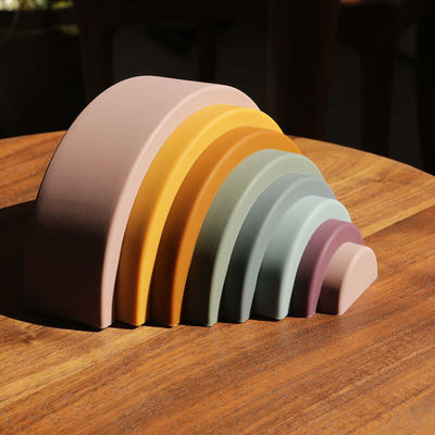 Nuovo educazione per bambini silicone arcobaleno rotondo nuvola ad arco colorati blocchi di costruzione colorati silicone giocattoli per bambini
