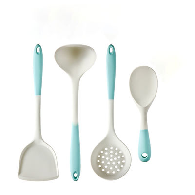 Prezzo all'ingrosso utensili da cucina in silicone cucchiai spala due colori utensili da cucina non appiccicosi 4 pezzi set di utensili da cucina