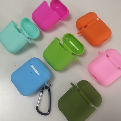 Cassa protettiva in silicone per auricolari a colori multipli compatibile con Airpods 2 e 1 o por2 con portachiavi inclusi